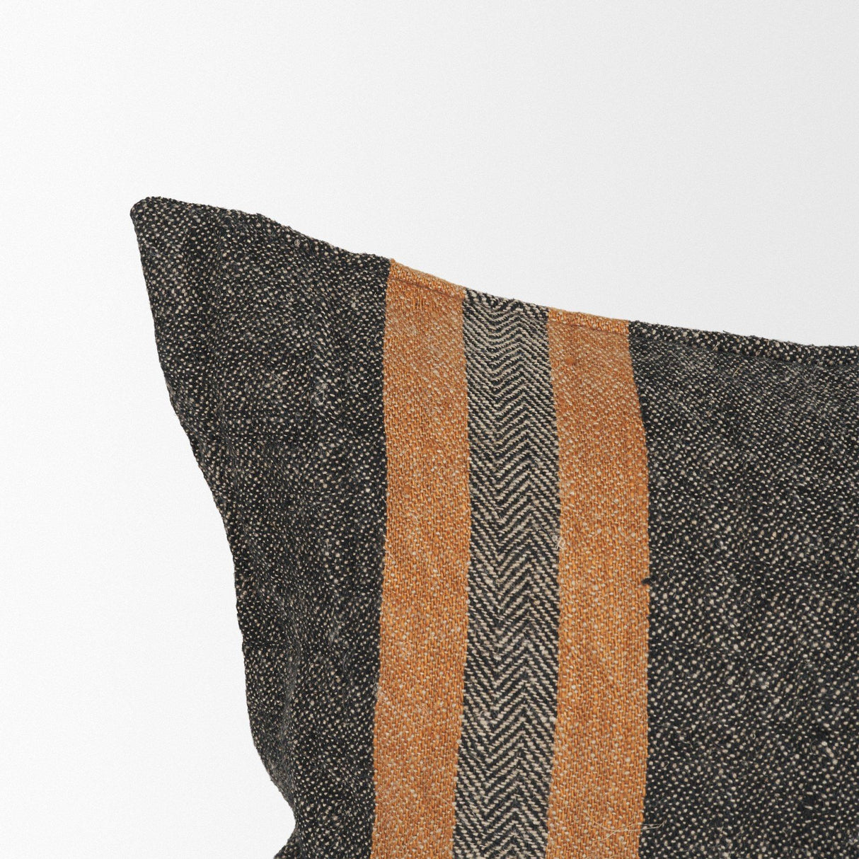 Mercana Mercer 14x26 Lumbar Black w/ Orange Stripes Decorative Pillow Cover