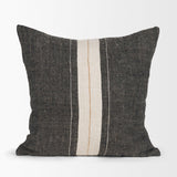 Mercana Cooper 20x20 Square Black w/ Cream Stripe Decorative Pillow Cover