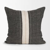 Mercana Cooper 20x20 Square Black w/ Cream Stripe Decorative Pillow Cover