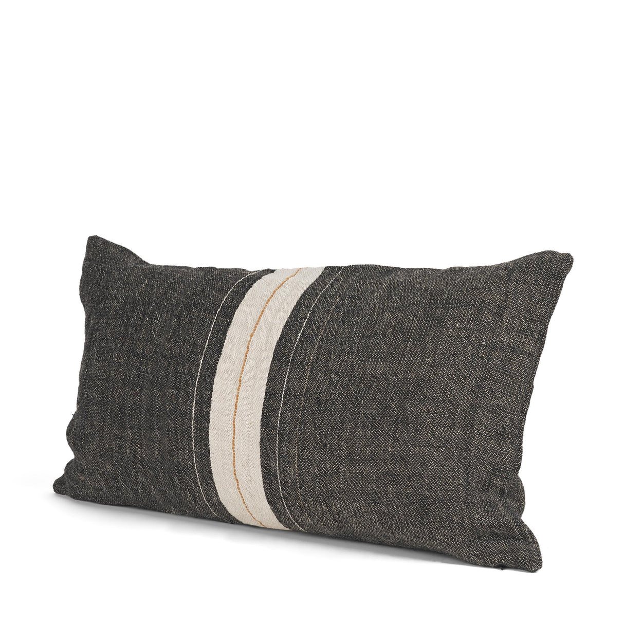 Mercana Cooper 14x26 Lumbar Black w/ Cream Stripe Decorative Pillow Cover