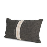 Mercana Cooper 14x26 Lumbar Black w/ Cream Stripe Decorative Pillow Cover