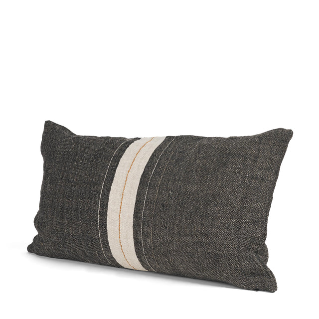 Mercana Cooper 14x26 Lumbar Black w/ Cream Stripe Decorative Pillow Cover
