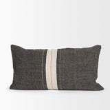 Mercana Cooper 14x26 Lumbar Black w/ Cream Stripe Decorative Pillow Cover