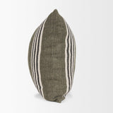 Mercana Hunter 20x20 Square Oatmeal w/ Green Stripe Decorative Pillow Cover