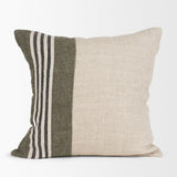 Mercana Hunter 20x20 Square Oatmeal w/ Green Stripe Decorative Pillow Cover