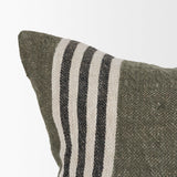 Mercana Hunter 20x20 Square Oatmeal w/ Green Stripe Decorative Pillow Cover
