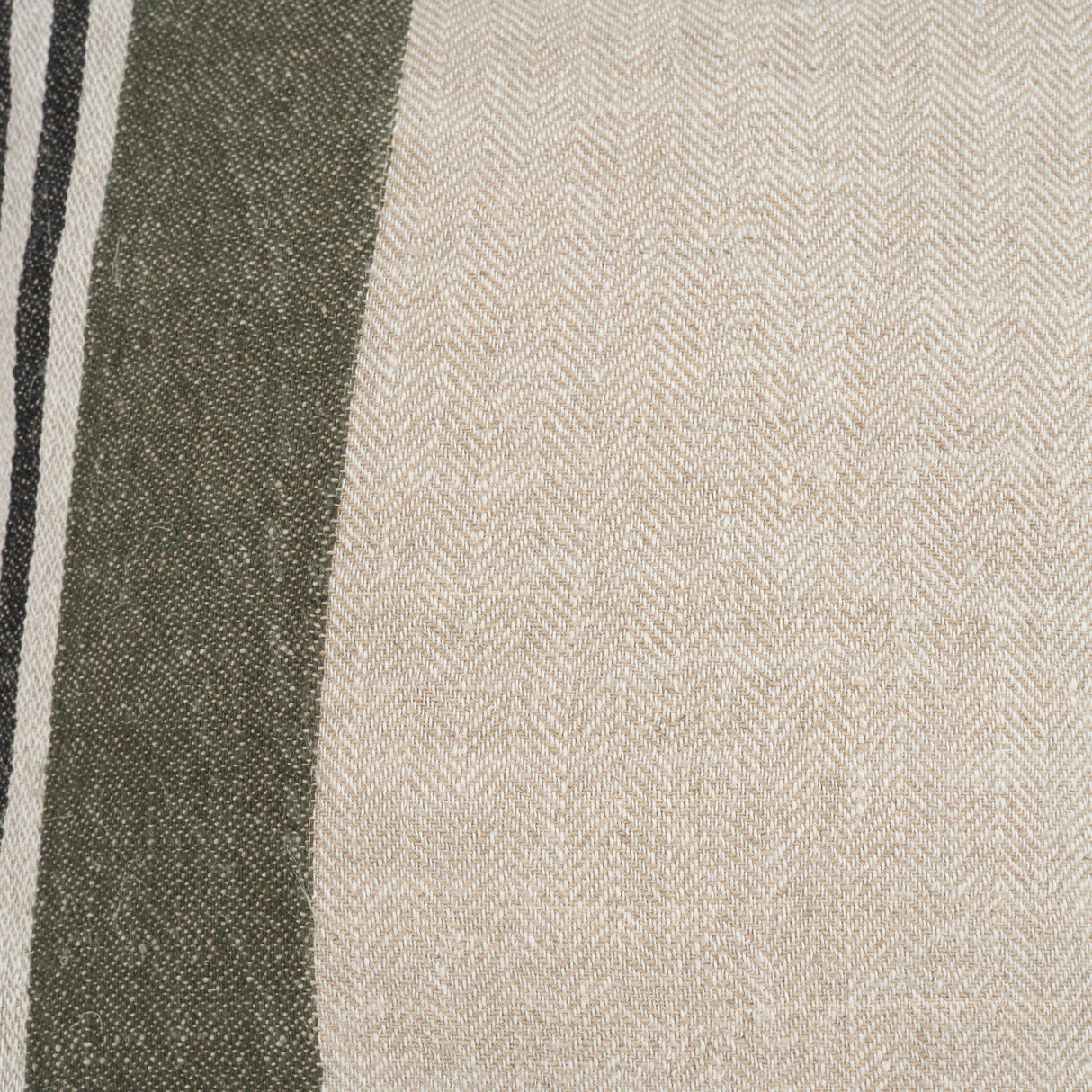 Mercana Hunter 20x20 Square Oatmeal w/ Green Stripe Decorative Pillow Cover