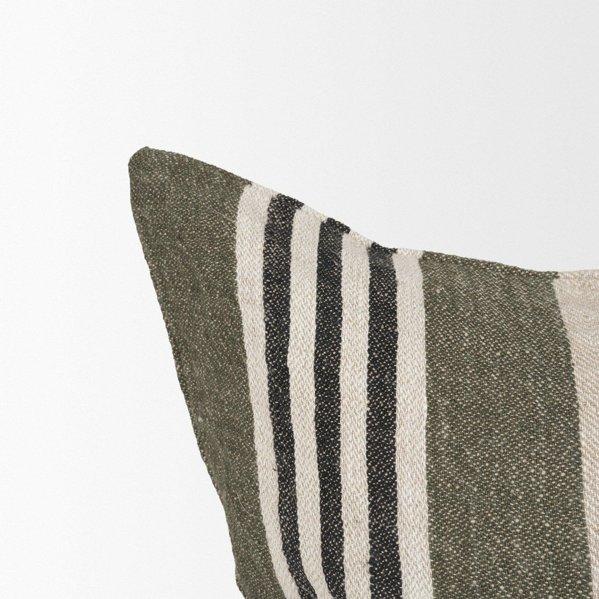 Mercana Hunter 14x26 Lumbar Oatmeal w/ Green Stripe Decorative Pillow Cover