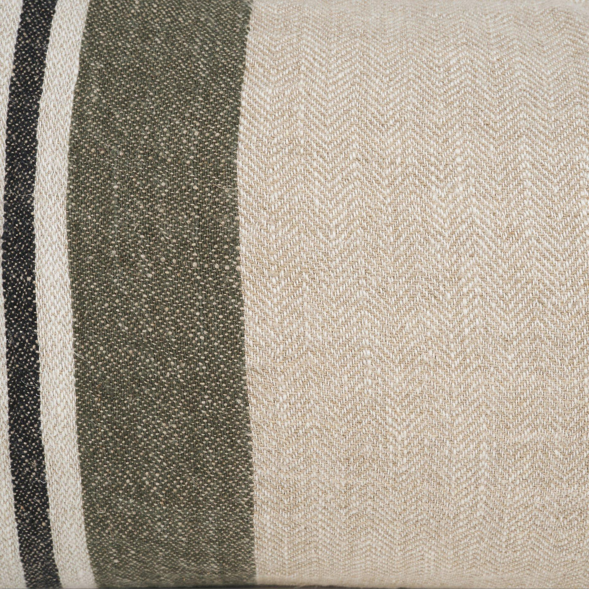 Mercana Hunter 14x26 Lumbar Oatmeal w/ Green Stripe Decorative Pillow Cover