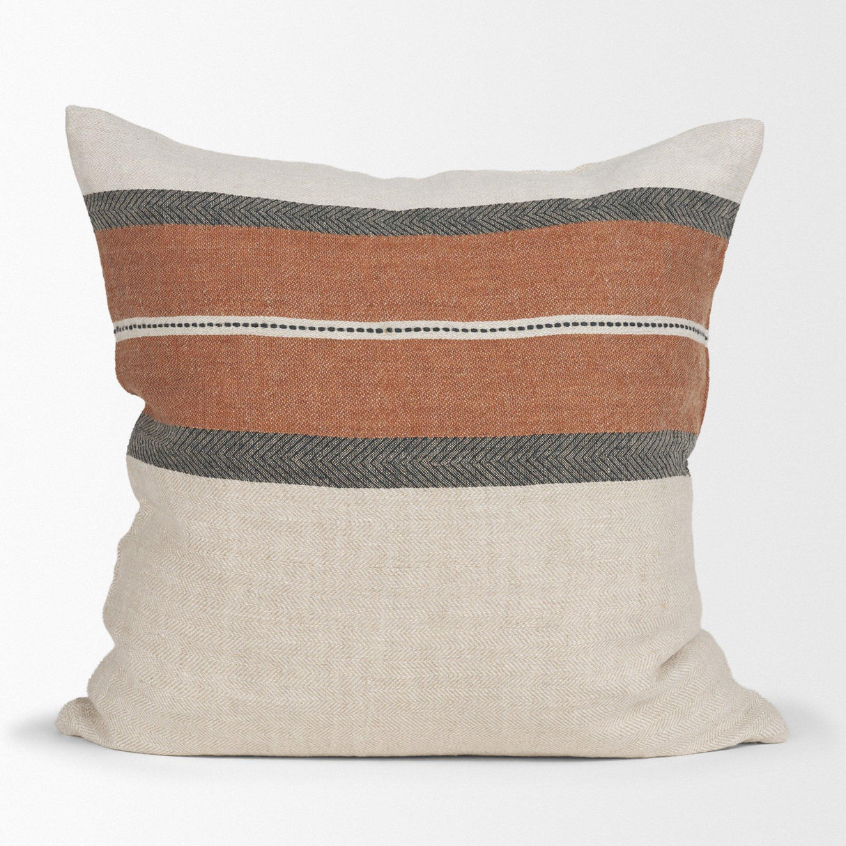 Mercana Mason 22x22 Square Cream w/ Orange Stripe Decorative Pillow Cover