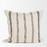 Mercana Liv 22x22 Cream w/ Black Stripes Decorative Pillow Cover