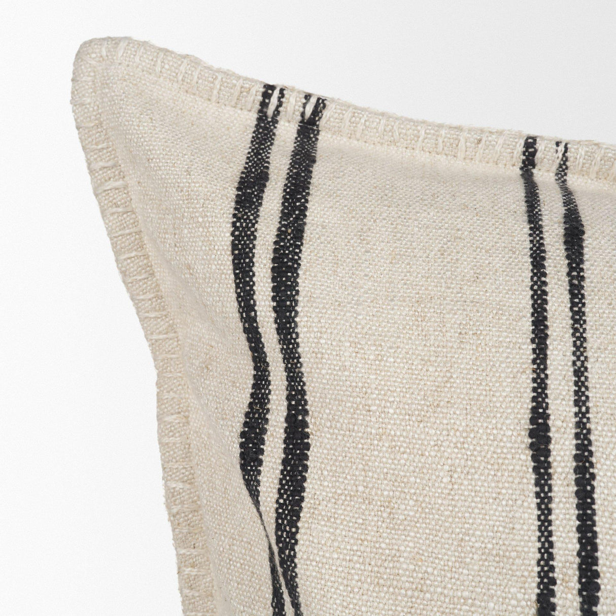 Mercana Liv 22x22 Cream w/ Black Stripes Decorative Pillow Cover