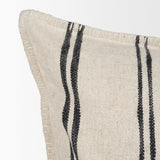 Mercana Liv 22x22 Cream w/ Black Stripes Decorative Pillow Cover