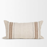 Mercana Maeve 14x26 Lumbar Natural Linen w/ Orange Stripes Decorative Pillow Cover