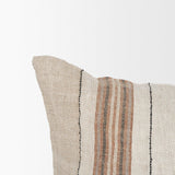 Mercana Maeve 14x26 Lumbar Natural Linen w/ Orange Stripes Decorative Pillow Cover