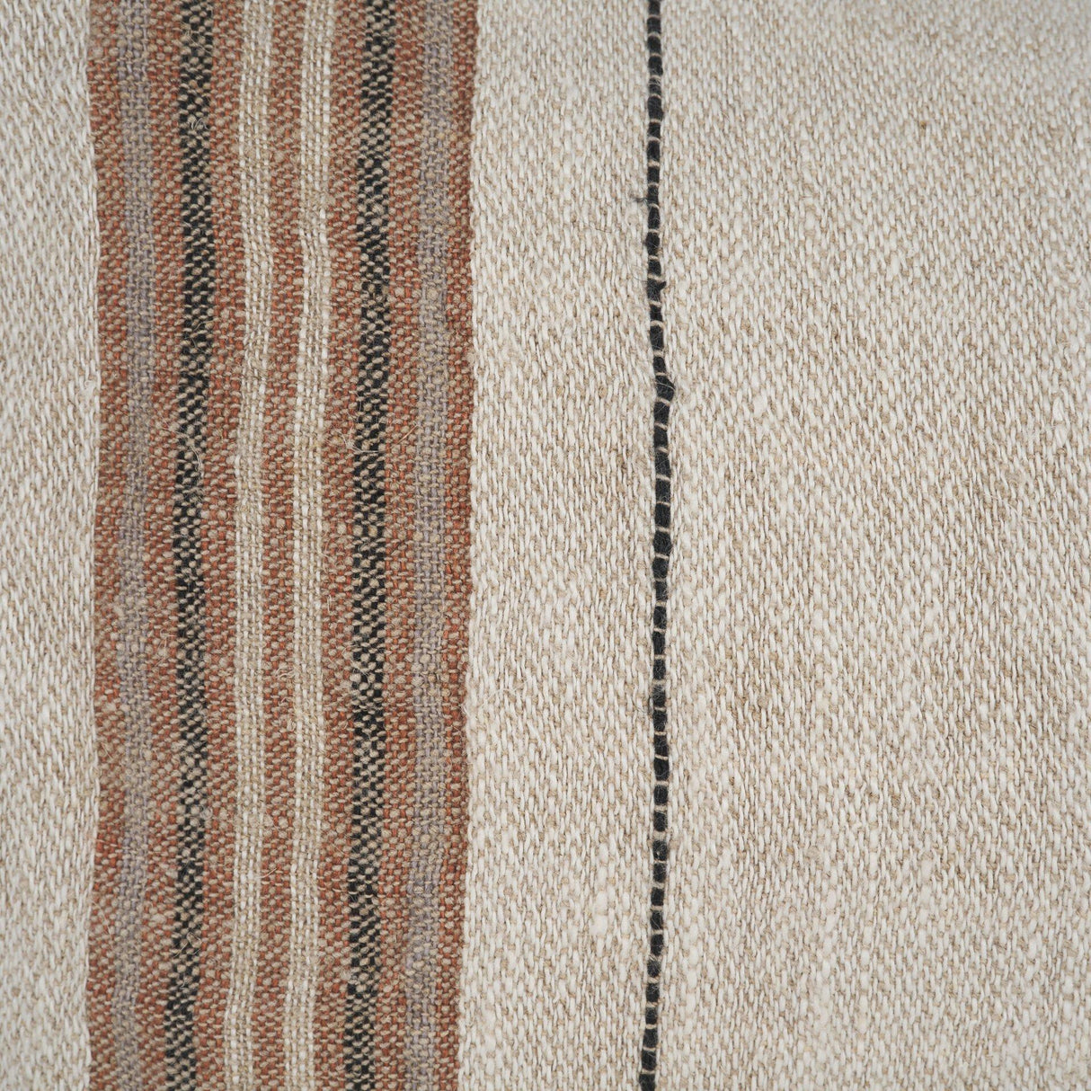Mercana Maeve 14x26 Lumbar Natural Linen w/ Orange Stripes Decorative Pillow Cover