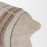 Mercana Maeve 14x26 Lumbar Natural Linen w/ Orange Stripes Decorative Pillow Cover