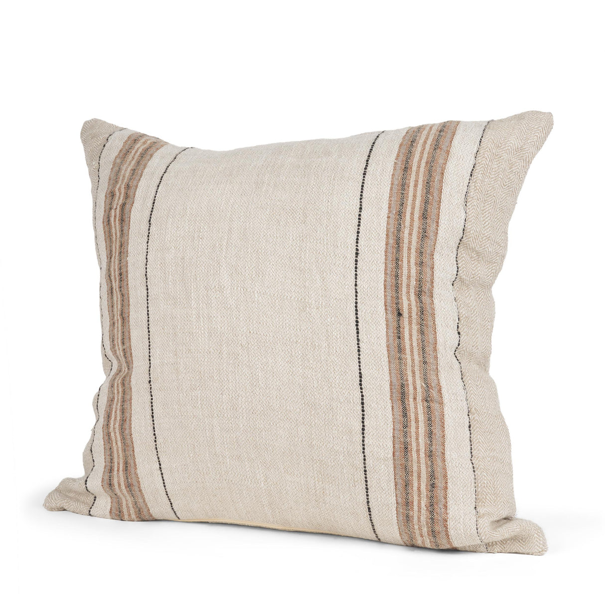 Mercana Maeve 20x20 Square Natural Linen w/ Orange Stripes Decorative Pillow Cover