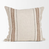 Mercana Maeve 20x20 Square Natural Linen w/ Orange Stripes Decorative Pillow Cover