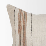 Mercana Maeve 20x20 Square Natural Linen w/ Orange Stripes Decorative Pillow Cover