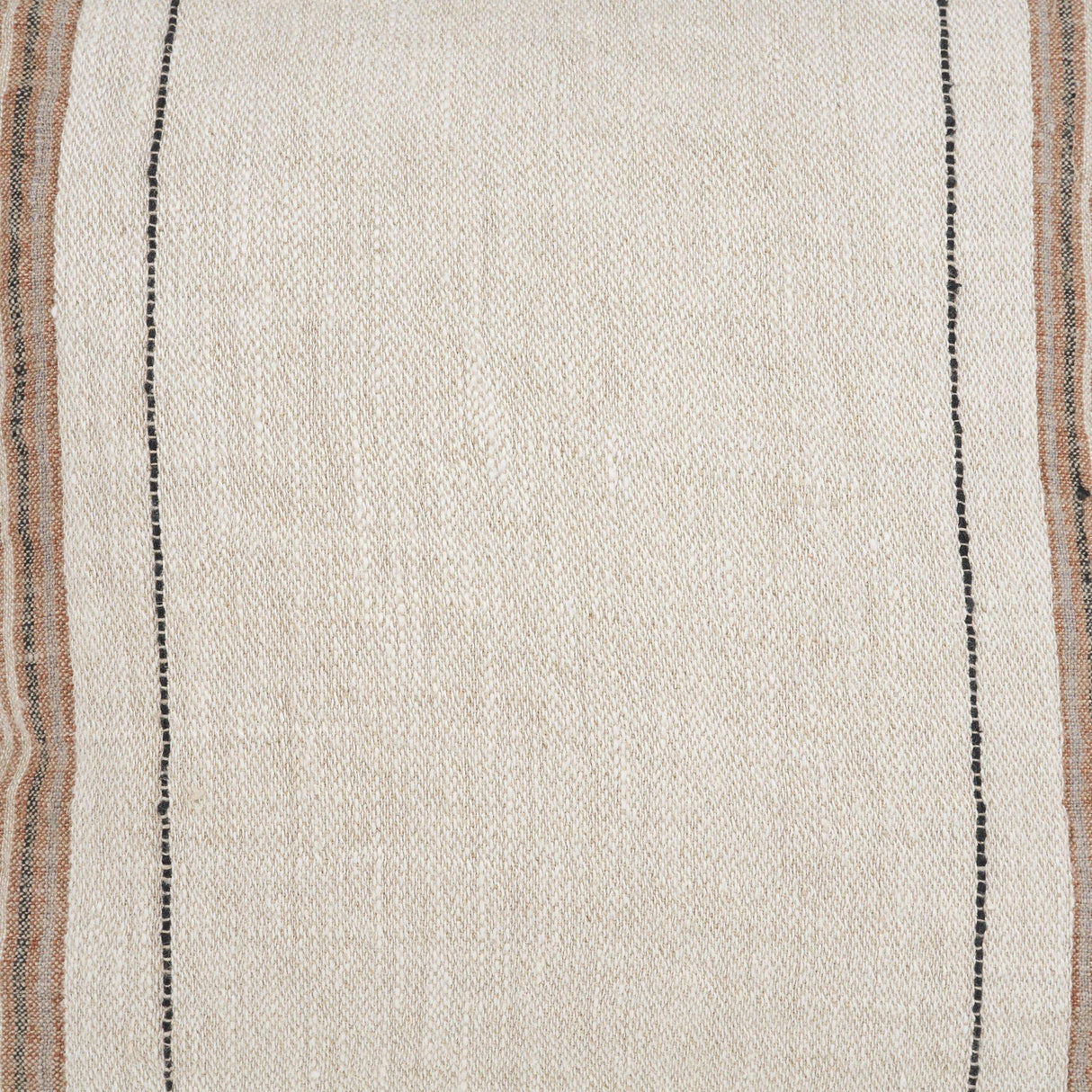 Mercana Maeve 20x20 Square Natural Linen w/ Orange Stripes Decorative Pillow Cover