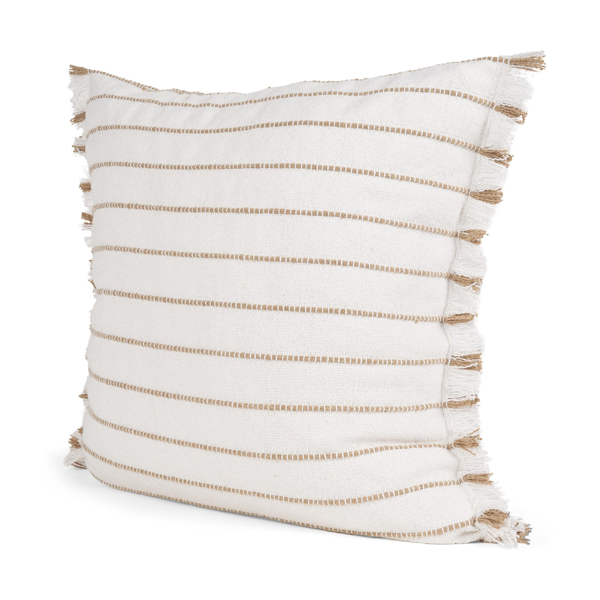 Mercana Willow 20x20 Square Cream w/ Camel Stripes Decorative Pillow Cover