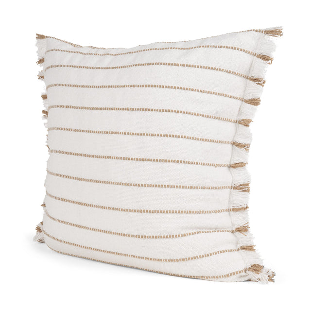 Mercana Willow 20x20 Square Cream w/ Camel Stripes Decorative Pillow Cover