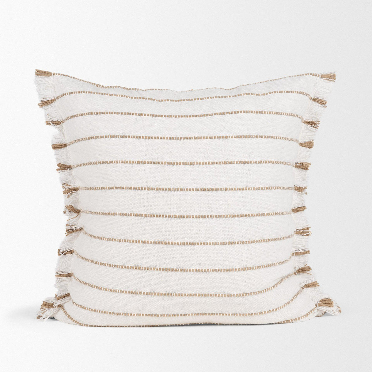 Mercana Willow 20x20 Square Cream w/ Camel Stripes Decorative Pillow Cover