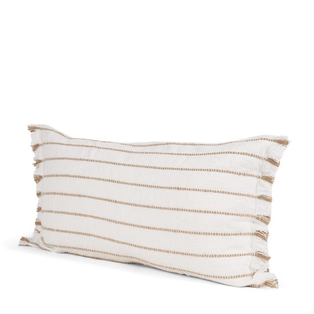 Mercana Willow 14x26 Lumbar Cream w/ Camel Stripes Decorative Pillow Cover