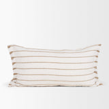 Mercana Willow 14x26 Lumbar Cream w/ Camel Stripes Decorative Pillow Cover