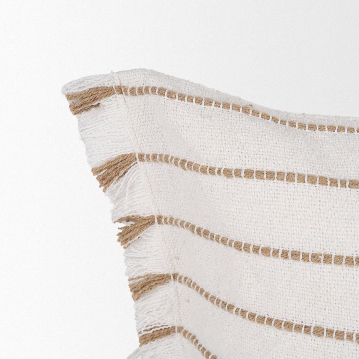 Mercana Willow 14x26 Lumbar Cream w/ Camel Stripes Decorative Pillow Cover