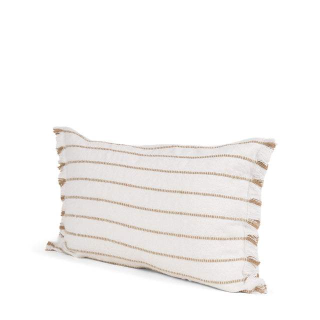Mercana Willow 13x21 Lumbar Cream w/ Camel Stripes Decorative Pillow Cover