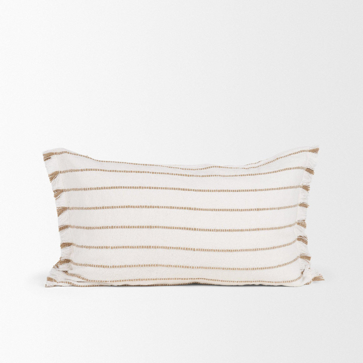 Mercana Willow 13x21 Lumbar Cream w/ Camel Stripes Decorative Pillow Cover