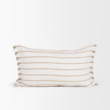 Mercana Willow 13x21 Lumbar Cream w/ Camel Stripes Decorative Pillow Cover