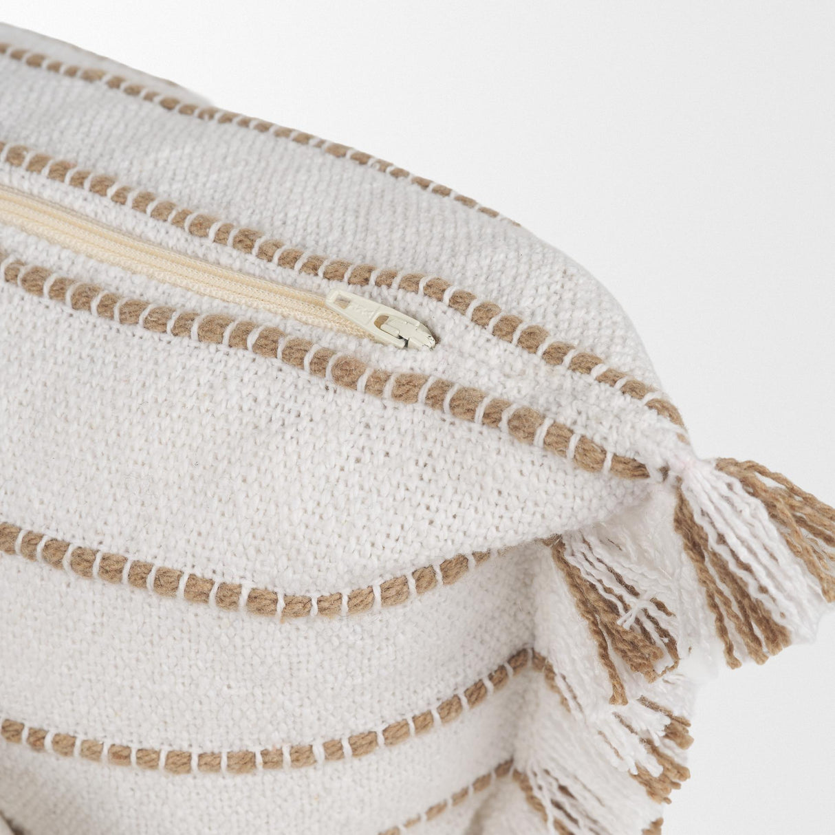 Mercana Willow 13x21 Lumbar Cream w/ Camel Stripes Decorative Pillow Cover