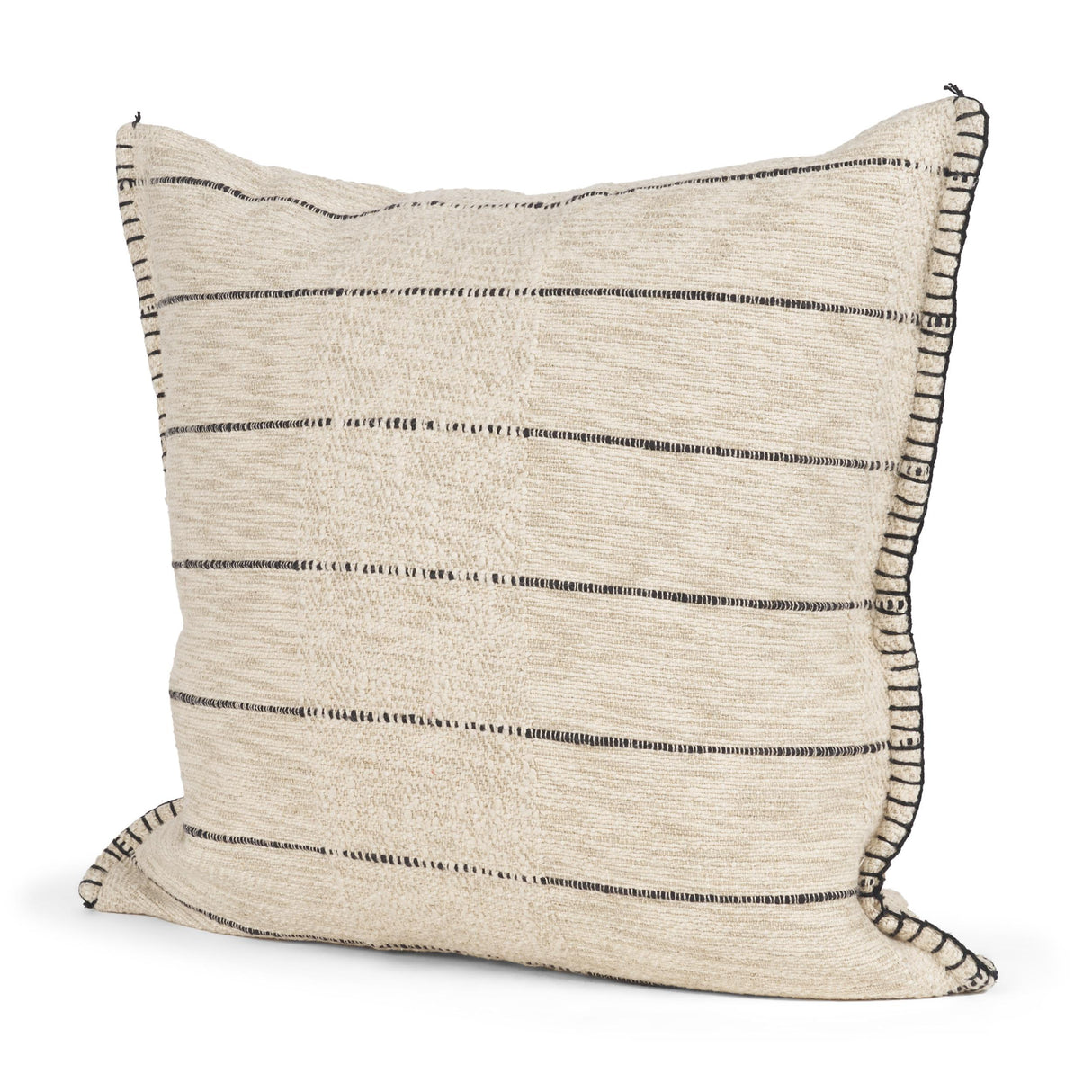 Mercana Lyle 20x20 Square Oatmeal w/ Black Stripes Decorative Pillow Cover