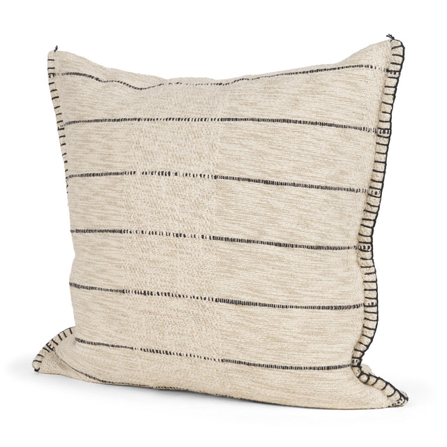 Mercana Lyle 20x20 Square Oatmeal w/ Black Stripes Decorative Pillow Cover