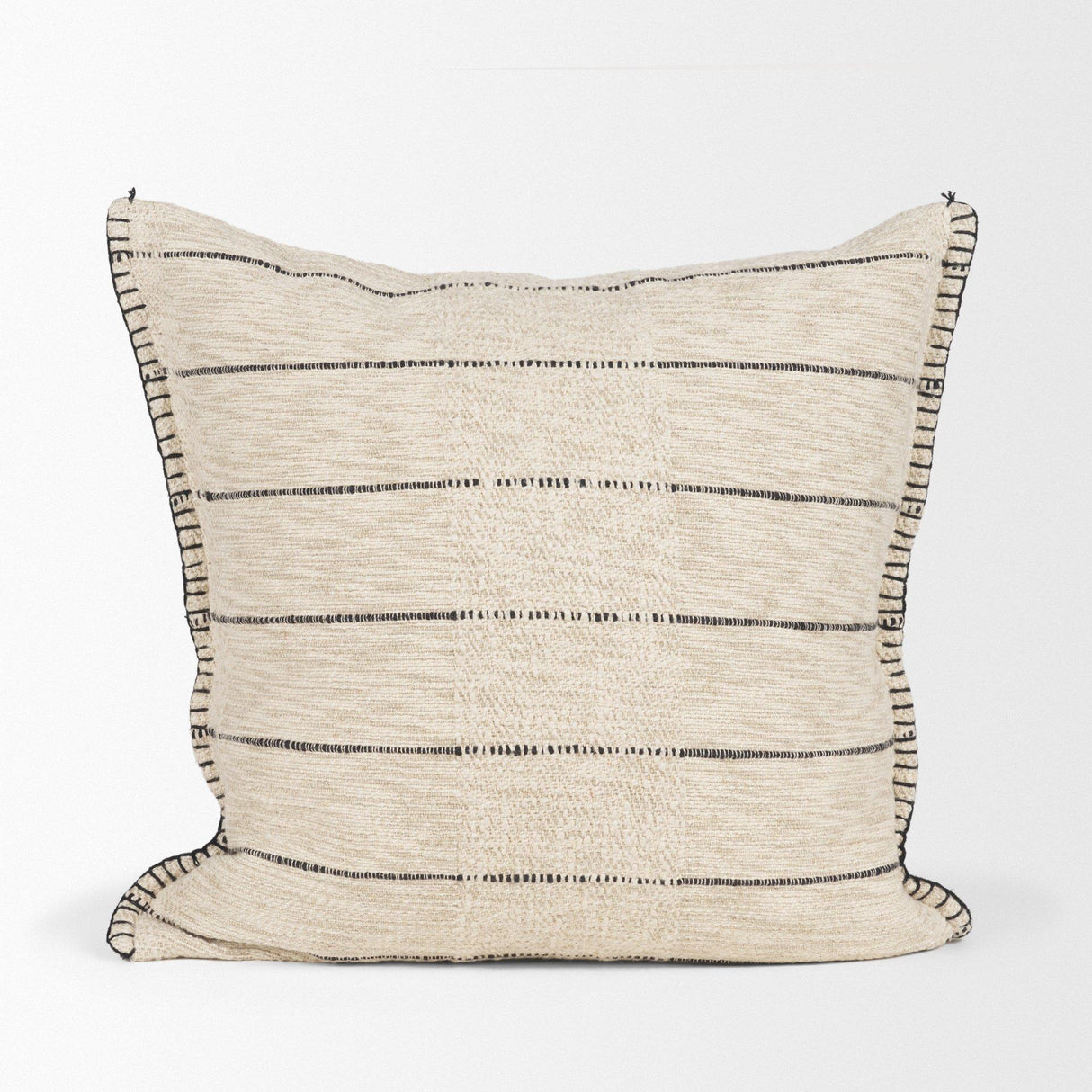 Mercana Lyle 20x20 Square Oatmeal w/ Black Stripes Decorative Pillow Cover