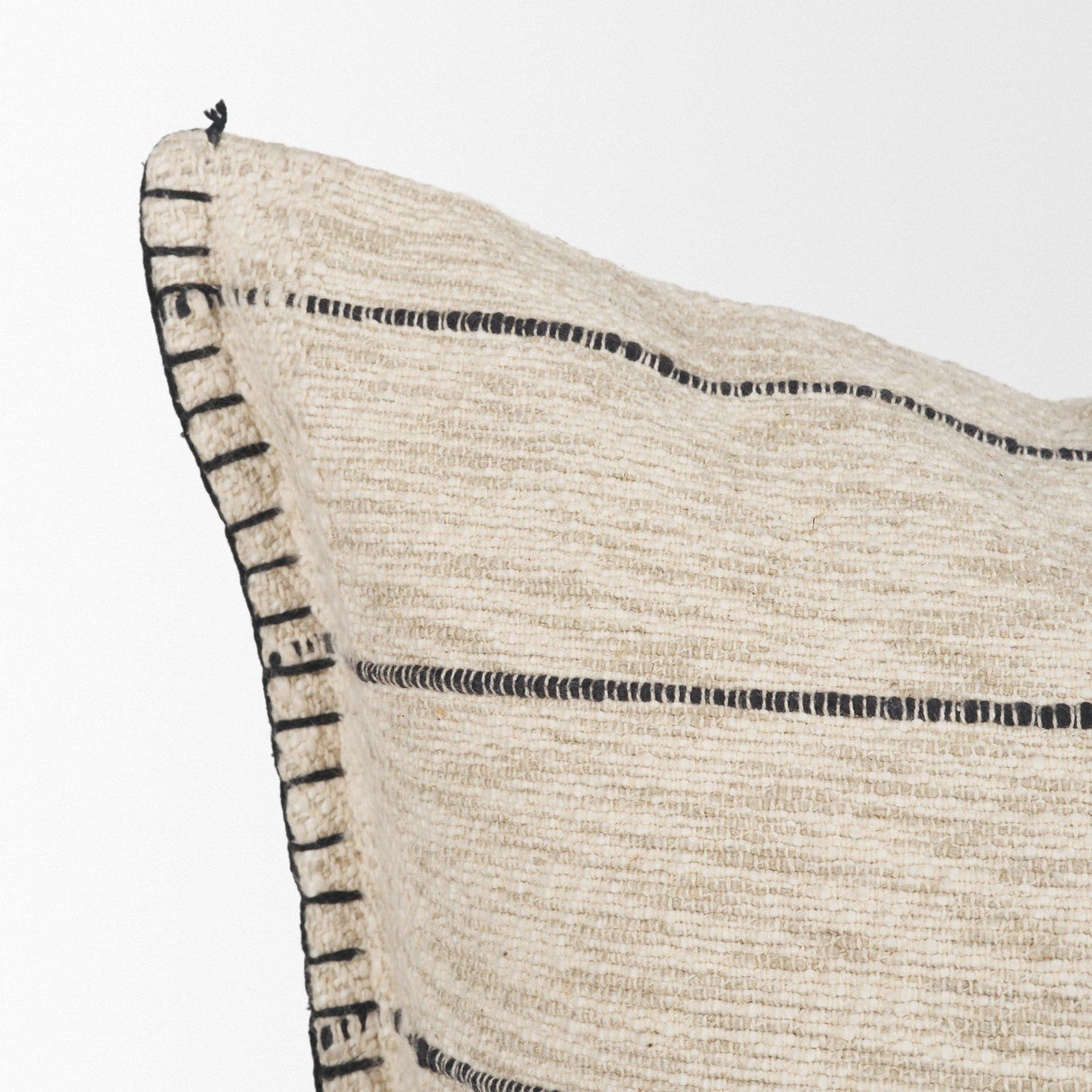 Mercana Lyle 20x20 Square Oatmeal w/ Black Stripes Decorative Pillow Cover