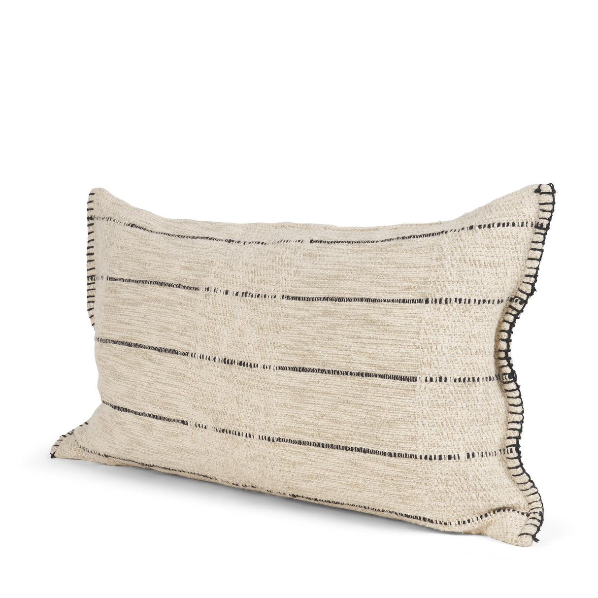 Mercana Lyle 14x26 Lumbar Oatmeal w/ Black Stripes Decorative Pillow Cover