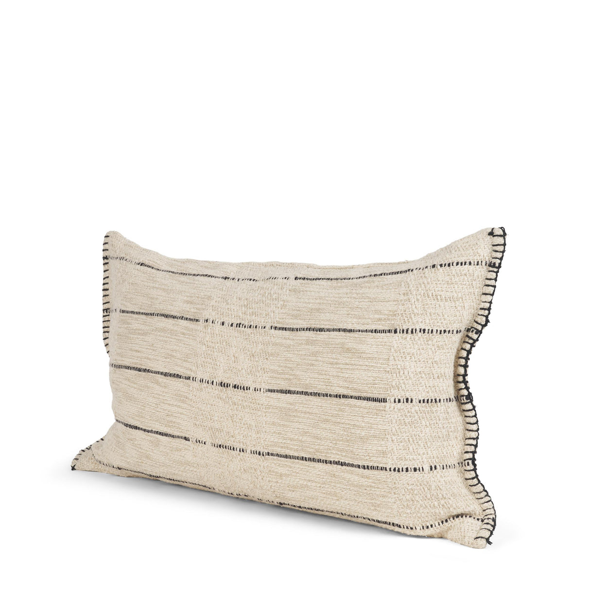 Mercana Lyle 13x21 Square Oatmeal w/ Black Stripes Decorative Pillow Cover