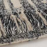Mercana Pendle Cream w/ Woven Black Plaid Pattern Cotton Throw Blanket