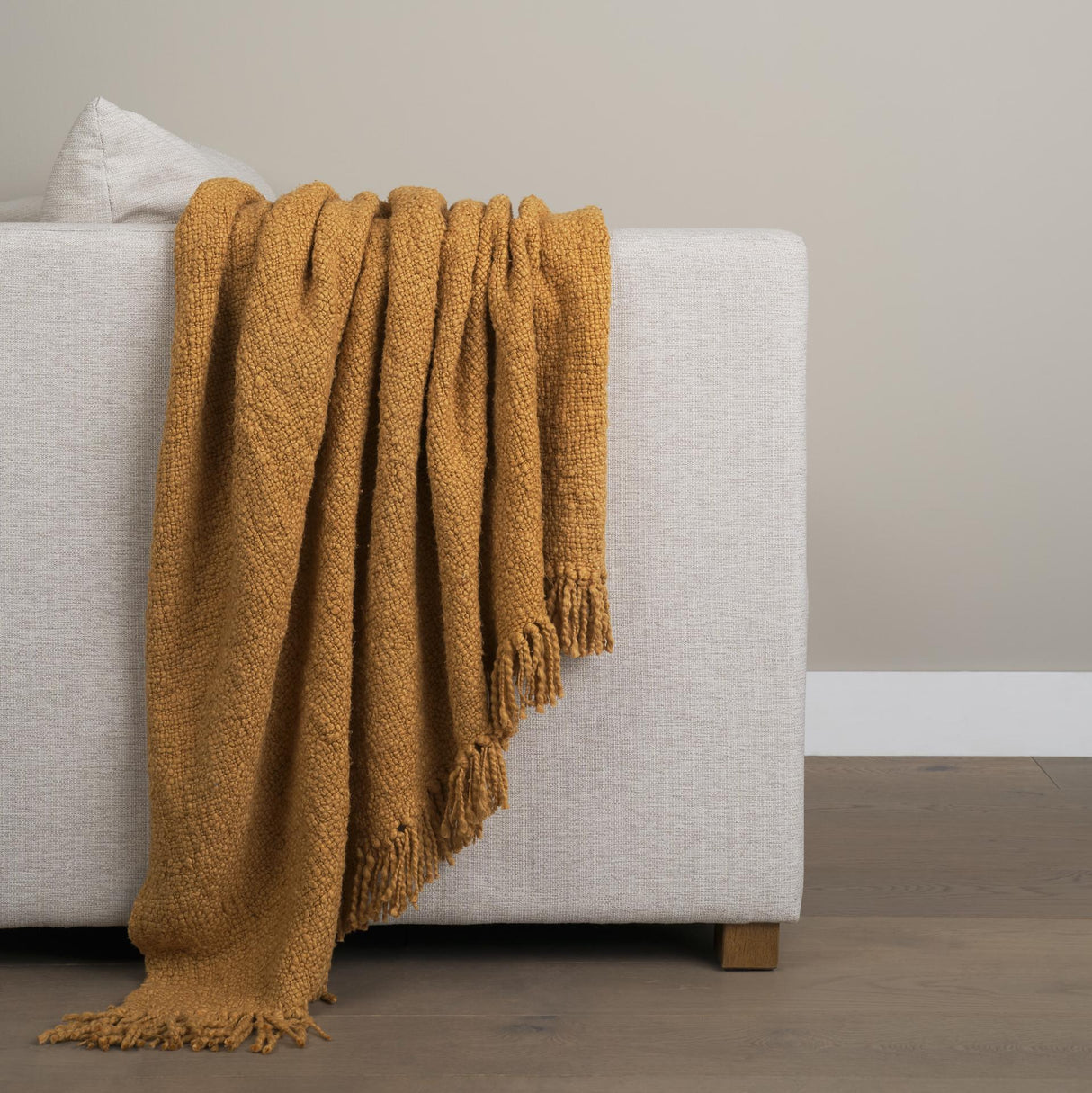 Mercana Kambal Mustard Woven Cotton Throw Blanket