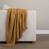 Mercana Kambal Mustard Woven Cotton Throw Blanket