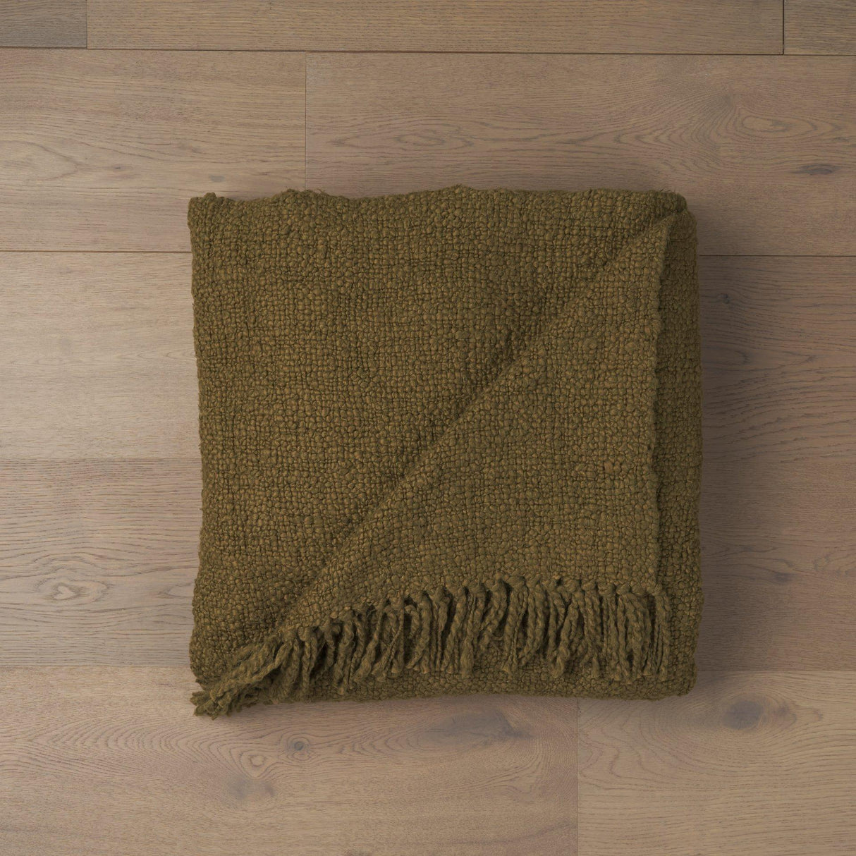 Mercana Kambal Dark Olive Green Woven Cotton Throw Blanket