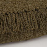 Mercana Kambal Dark Olive Green Woven Cotton Throw Blanket