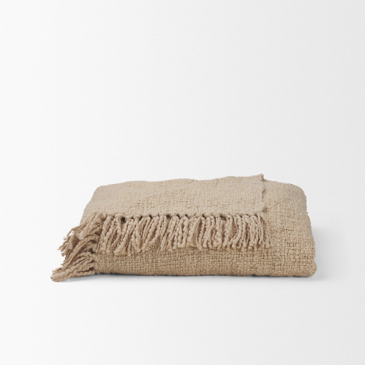Mercana Kambal Light Beige Woven Cotton Throw Blanket