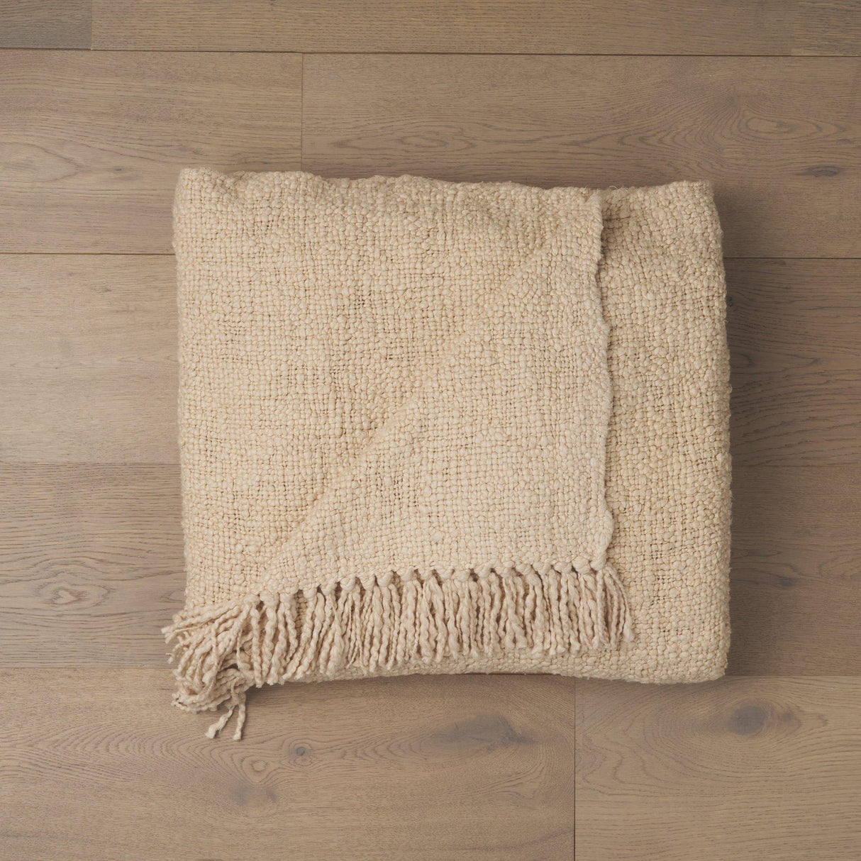 Mercana Kambal Light Beige Woven Cotton Throw Blanket