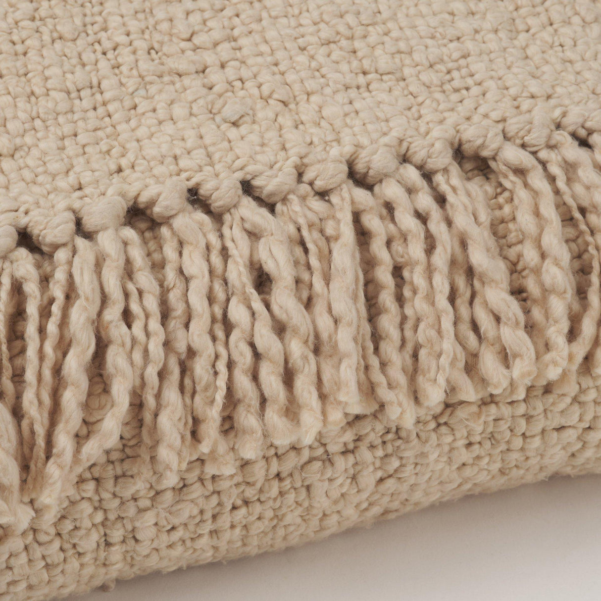 Mercana Kambal Light Beige Woven Cotton Throw Blanket