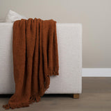 Mercana Kambal Copper Rust Woven Cotton Throw Blanket